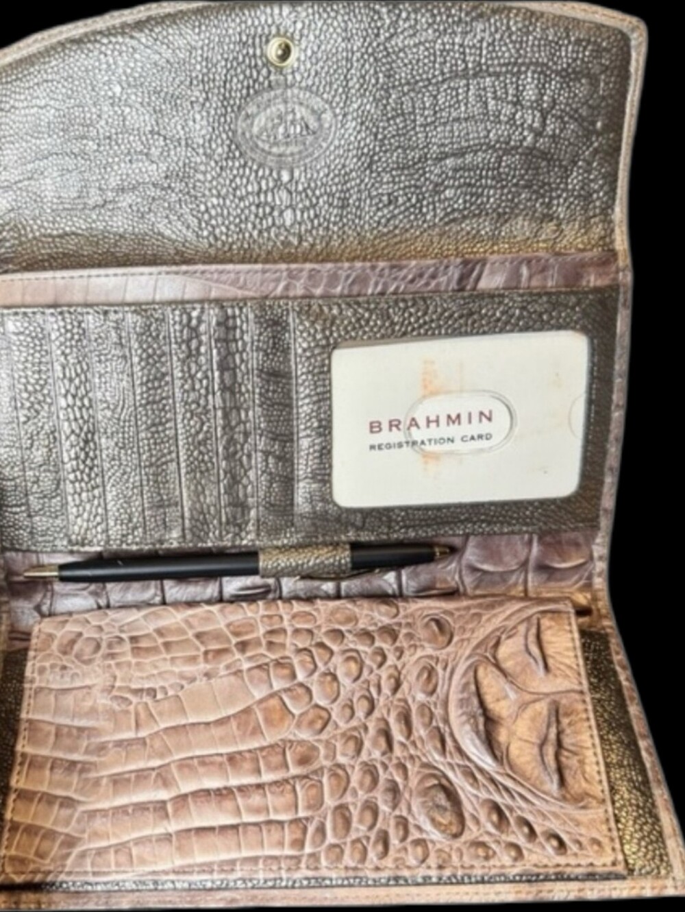Brahmin NWT Croc Embossed Leather Wallet with Removable Checkbook - Picture 5 of 7